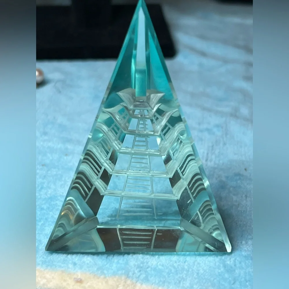 Glass Pyramid with Etched Design